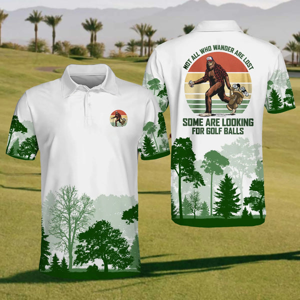 Maxcorners Not All Wanders Are Lost Bigfoot Golf Polo Shirt, Funny Golf Shirt, Gift For Golfer