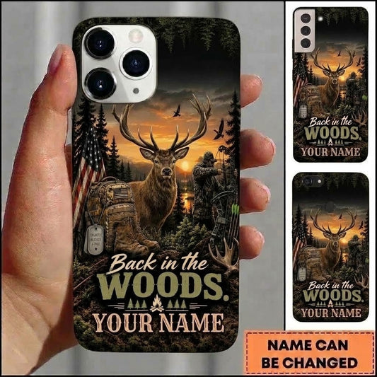 Maxcorners Hunting Deer Bow Hunter Back In The Woods Customized Name Phone Case