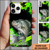 Maxcorners Fishing Neon Green Splash Personalized Name 3D Phone Case  (13 Fish Species)