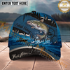 Maxcorners Fishing Heartbeat Boat Scene Multiple Options Personalized Name 3D Cap (12 Fish Species)
