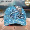 Maxcorners Fishing Coastal Compass Artwork Personalized Name 3D Cap (12 Fish Species)