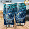 Maxcorners Fishing Tumbler Turquoise Scale Ocean Design Personalized Name Tumbler (13 Species)