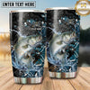 Maxcorners Fishing Tumbler Black Aqua Cracked Ice Design Personalized Name Tumbler (13 Species)