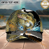 Maxcorners Fishing Green Scale Angler Splash Personalized Name 3D Cap (12 Fish Species)