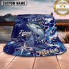 Maxcorners Fishing Deep Blue Ocean Compass Geometric Personalized 3D Bucket Hat (13 Fish Species)