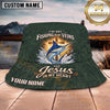 Maxcorners Fishing Sunset Fishing Scene with Bold Angler Personalized Name 3D Bucket Hat (13 Fish Species)