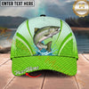 Maxcorners Fishing Cap Green Honeycomb Water Splash Personalized Name 3D Cap (12 Fish Species)