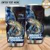 Maxcorners Fishing Tumbler Midnight Blue Cosmic Swirl Design Personalized Name Tumbler (13 Species)