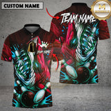 Maxcorners Bowling Shirt Scary Fierce Shark Attack Multioptions Personalized Name, Team Name Unisex 3D Shirt (4 Colors)