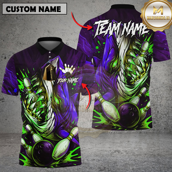 Maxcorners Bowling Shirt Scary Fierce Shark Attack Multioptions Personalized Name, Team Name Unisex 3D Shirt (4 Colors)