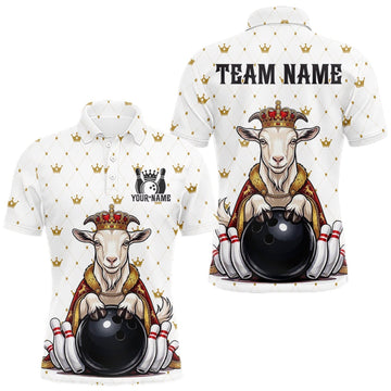 Maxcorners Custom King Crown Goat Bowling Shirts Funny Bowling Jersey for Men LM2709