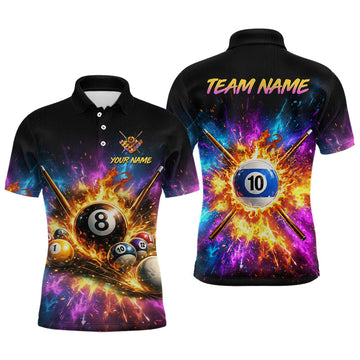 Maxcorners Custom 8 Ball & 10 Ball Billiard Team Shirt for Men Pool Billiard League Jersey Polo & 1/4-Zip