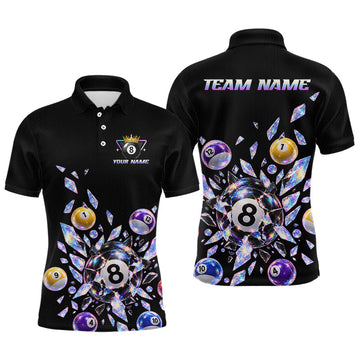 Maxcorners Custom Holographic Glass Break 8 Ball Billiard Shirts Team Pool Jersey for Men