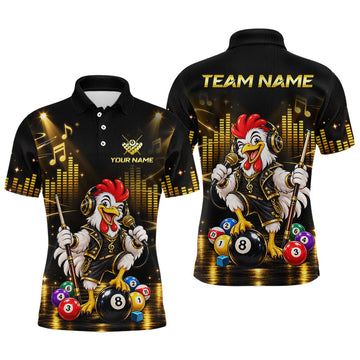 Maxcorners Custom Funny Chicken Billiard Shirt for Men Music Billiard Pool Jersey Polo & Quarter-Zip