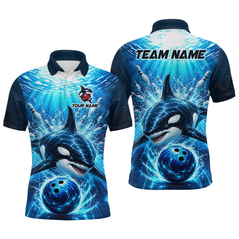 Maxcorners Custom Orca Bowling Team Shirt for Men Ocean Bowling Jersey