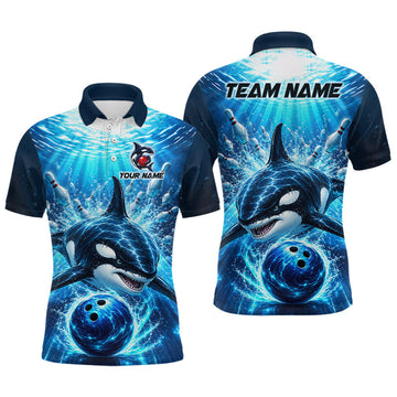 Maxcorners Custom Orca Bowling Team Shirt for Men Ocean Bowling Jersey