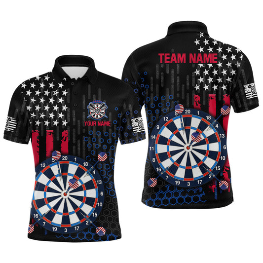 Maxcorners Custom American Flag Red Dart Shirt for Men Patriotic Dart Team Jersey Dartboard Shirt LM0607