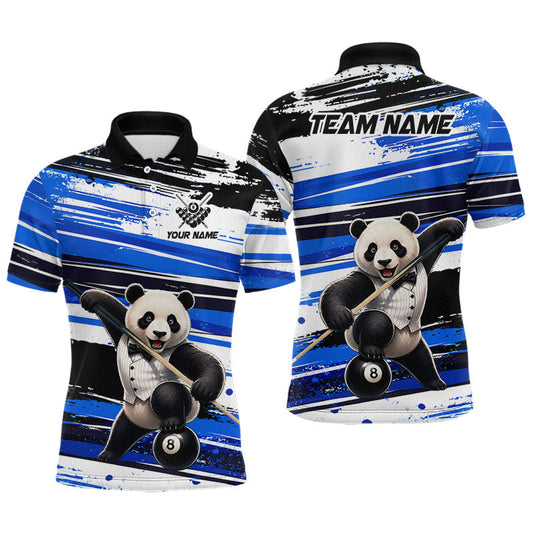 Maxcorners Custom Blue Funny Panda 8 Ball Billiard Shirt for Men Pool Team Jersey Billiard Outfit