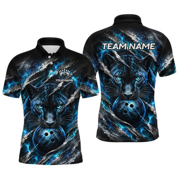 Maxcorners Panther Bowling Team Shirt Custom Flames Bowling Jersey for Men Bowling Outfit LM0409