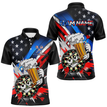 Maxcorners Custom American Flag Funny Beer Dart Shirt for Men Dart Team Jersey Dartboard Outfit LM1508