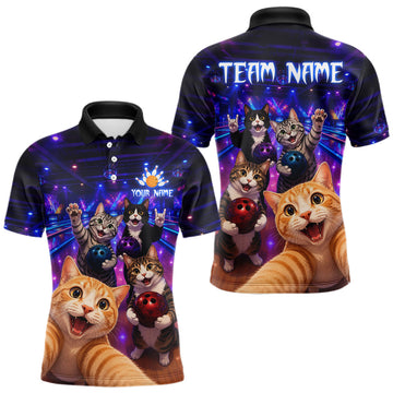 Maxcorners Custom Funny Cat Selfie Bowling Shirt for Men Bowling Team Jersey Bowling Outfit LM0706