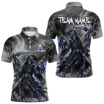Maxcorners Smoke Grim Reaper Bowling Shirt for Men Personalized Bowling Team Jersey