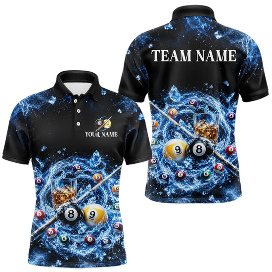Maxcorners Custom Ice Whiskey Billiard Shirt for Men 8 Ball & 9 Ball Pool Jersey