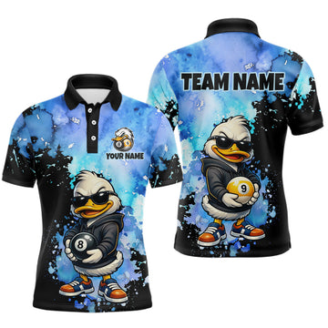 Maxcorners Custom Funny Duck Billiard Shirt for Men 8 Ball & 9 Ball Billiard Team Jersey Pool Shirt Unisex LM1307