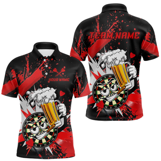 Maxcorners Funny Red Beer Dartboard Team Shirt for Men Custom Dart Jersey Polo & Quarter-Zip Dart Outfit LM0607