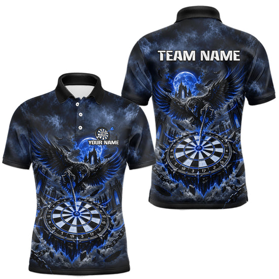 Maxcorners Custom Blue Raven Dart Shirt Moon Gothic Dart Team Jersey for Men