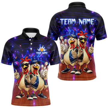 Maxcorners Custom Team Funny Chicken Bowling Shirt for Men Bowling Buddy Shirt Bowling Jersey