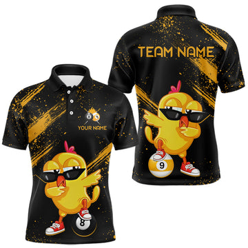 Maxcorners Funny Chicken Billiard 8 Ball & 9 Ball Customized Pool Shirts for Men Billiard Jersey Polo & 1/4 Zip
