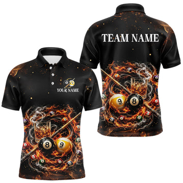 Maxcorners Custom Flame Whiskey Billiard Shirt for Men 8 Ball & 9 Ball Pool Jersey League Cue Billiard LM2306