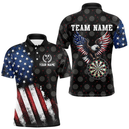 Maxcorners Personalized American Flag Eagle Dart Shirt for Men Dart Team Jersey Dartboard Shirt LM0607