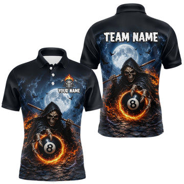Maxcorners Custom Grim Reaper Billiards Team Shirt for Men 8 Ball Pool Jersey Billiard Outfit