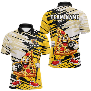 Maxcorners Custom Funny Pizza Billiard Shirt for Men 8 Ball Billiard Pool Jersey LM2709