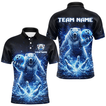 Maxcorners Custom Polar Beer Bowling Team Shirt for Men Ice Bowling Jersey Bowling Uniform Polo & Quarter-Zip
