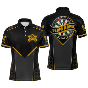 Maxcorners Personalized Yellow Dart Team Shirt for Men Custom Dart Jersey Polo & 1/4-Zip Dartboard Outfit LM2602
