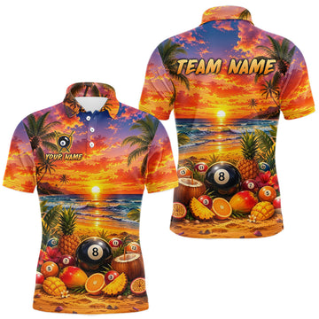 Maxcorners Custom Tropical Sunset 8 Ball Billiard Shirt for Men Fruit Pool Team Jersey Billiard Outfit