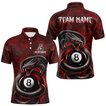 Maxcorners Custom Red Snake Billiard Team Shirt for Men, 8 Ball Pool Jersey, Billiard Gift