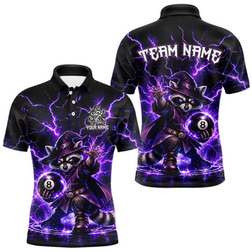 Maxcorners Custom Wizard Raccoon 8 Ball Billiard Shirt Pool Billiard Jersey for Men