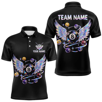 Maxcorners Custom Holographic 8 Ball Wings Billiard Shirts Funny Pool Jersey for Men