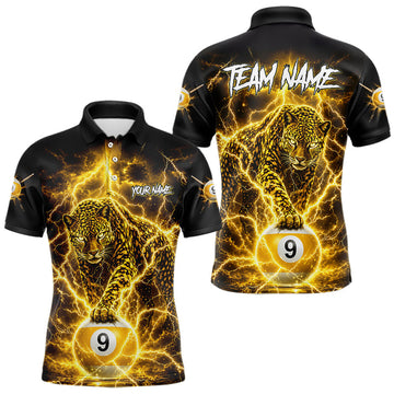 Maxcorners Custom Black & Gold Leopard Billiard Shirt 9 Ball Pool Team Jersey for Men Billiard Outfit