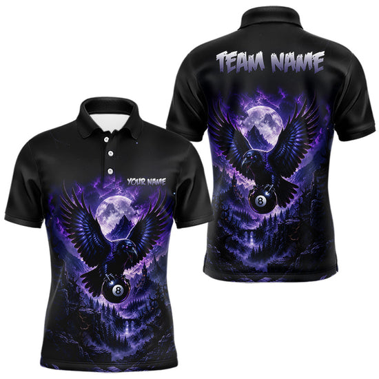 Maxcorners Custom Midnight Raven 8 Ball Billiard Shirts Team Pool Jersey for Men