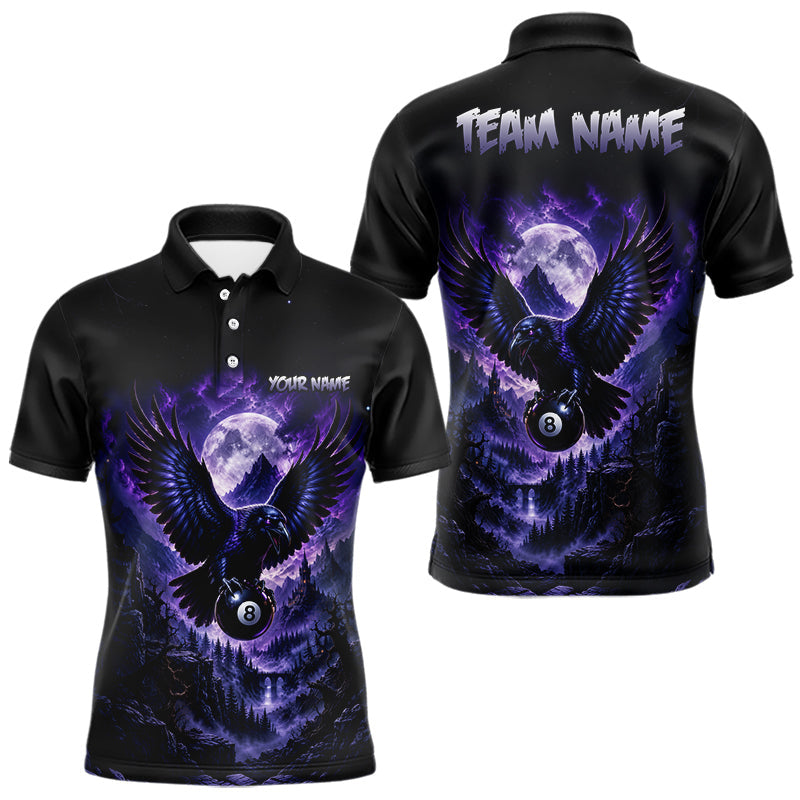 Maxcorners Custom Midnight Raven 8 Ball Billiard Shirts Team Pool Jersey for Men