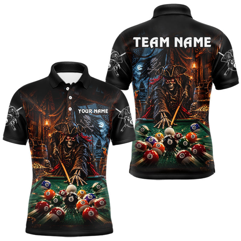 Maxcorners Custom Grim Reaper 8 Ball Billiard Shirts Pirate Billiard Pool Jersey for Men