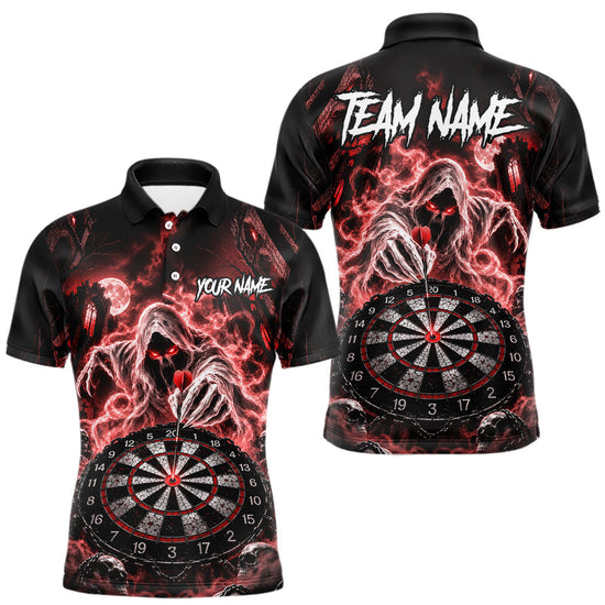 Maxcorners Custom Red Grim Reaper Dart Shirt Ghost Dartboard Dart Team Jersey for Men