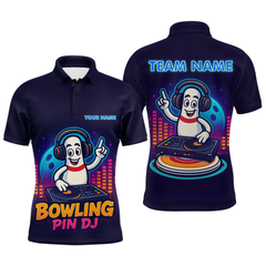 Maxcorners Funny Bowling Pins Music Shirt Custom Neon Bowling Jersey for Men Polo & 1/4 Zip Bowling Gift LM1610