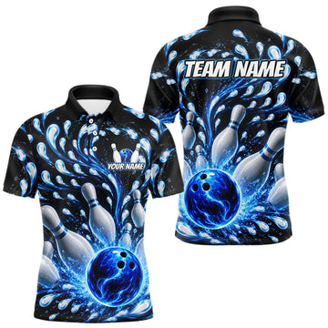 Maxcorners Water Bowling Team Shirt for Men Custom Bowling Jersey Polo & Quarter-Zip League LM2405
