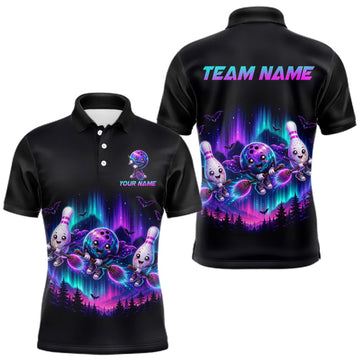 Maxcorners Custom Spooky Flying Bowling Ball & Pins Team Jersey Halloween Bowling Shirt for Men LM0409